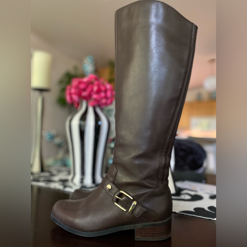 Dark Brown Leather Boots w/Gold Buckle